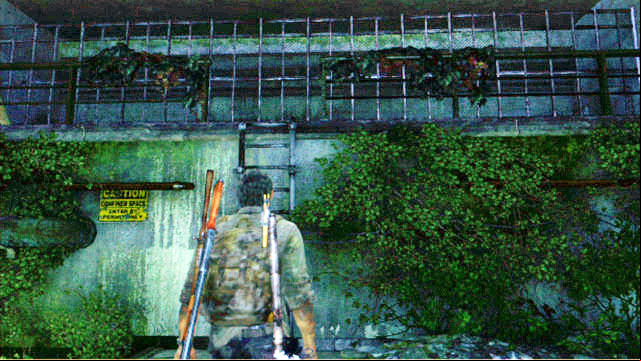 Go ashore at the other side and explore the pile of debris to the left - The Last of Us: Sewers, The Suburbs Walkthrough - The Suburbs - The Last of Us Guide