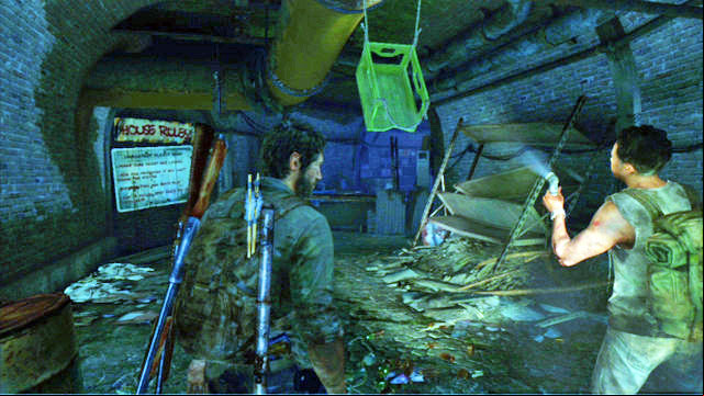 As you run ahead, you should reach a double door - The Last of Us: Sewers, The Suburbs Walkthrough - The Suburbs - The Last of Us Guide