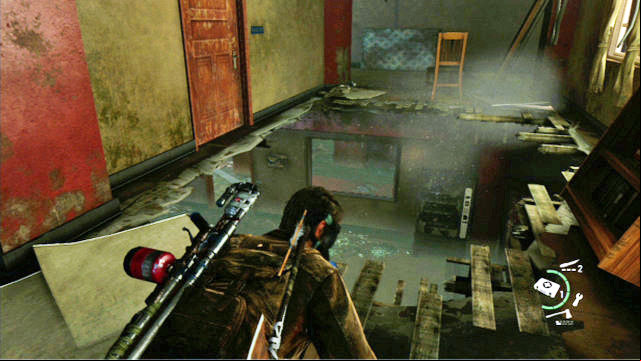 Climb up to the higher floor of the building and search it thoroughly - The Last of Us: Go Big Horns! The University Walkthrough - The University - The Last of Us Guide