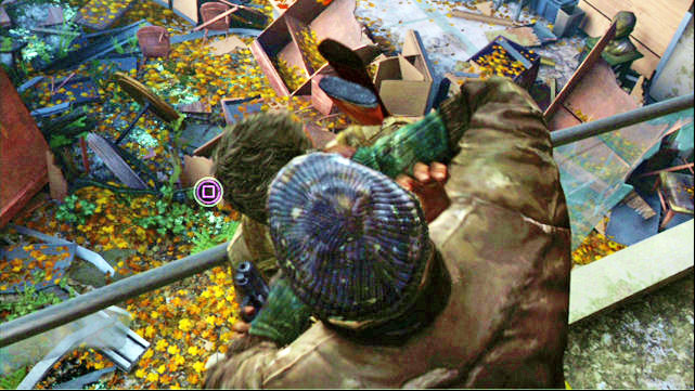 After you eliminate the enemies downstairs, try and open the door on the terrace - The Last of Us: Science Building, The University Walkthrough - The University - The Last of Us Guide