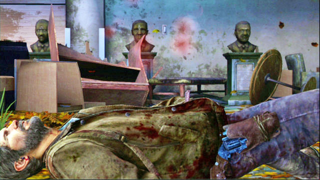 Eventually, you will make it to a lower level and you will be pierced with the metal rod sticking out from the floor - The Last of Us: Science Building, The University Walkthrough - The University - The Last of Us Guide