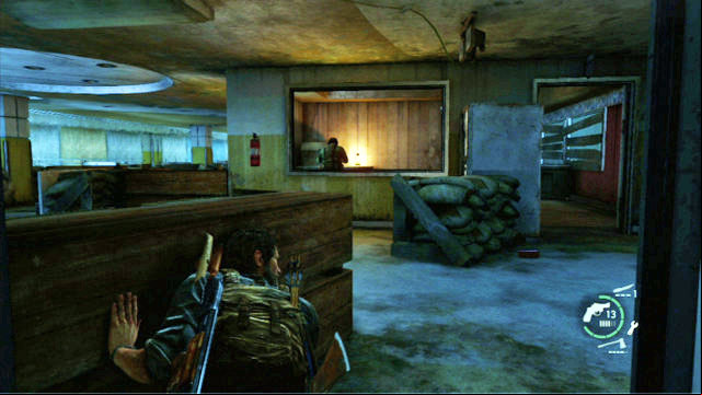 When you encounter another enemy, wait for him t turn away and go ahead as quickly as possible - The Last of Us: The Hospital, The Firefly Lab Walkthrough, map - The Firefly Lab - The Last of Us Guide