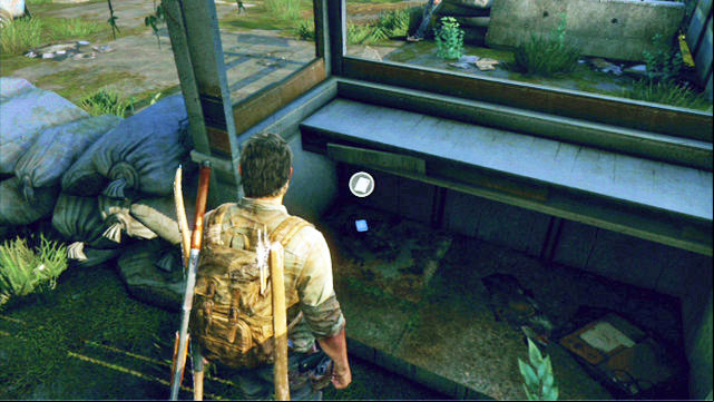 Behind the sandbags, there is a small booth with the artifact inside - The Last of Us: Alone and Forsaken (Pittsburgh), Artifacts and pendants - Artifacts and pendants - The Last of Us Guide