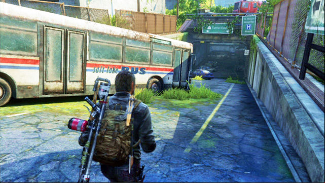 Once you notice the underground tunnel, walk around the bus wreck from the left - The Last of Us: Bus Depot, Artifacts and pendants - Artifacts and pendants - The Last of Us Guide