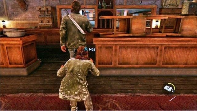 At the beginning of the encounter your task is to approach the man from behind and stab him with the knife - The Last of Us: David - how to defeat him? - FAQ - The Last of Us Guide