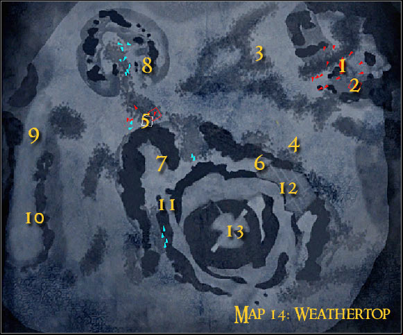 Map legend: 1 - starting area and first checkpoint - Campaign - Forces of evil - Mission 5 - Weathertop - part 1 - Campaign - Forces of evil - The Lord of the Rings: Conquest - Game Guide and Walkthrough