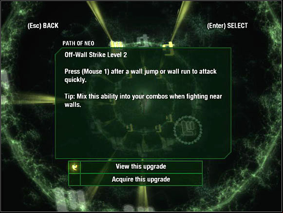 After choosing an ability such a window comes up - Character Development - The Matrix: Path of Neo - Game Guide and Walkthrough