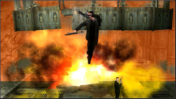 A moment later we find another platform with a pillar in the middle - Storming the Drain - Walkthrough - The Matrix: Path of Neo - Game Guide and Walkthrough