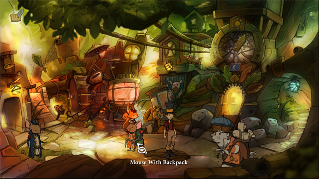 First of all you have to wait for Mouse with backpack - Adventure in Mousewood - Walkthrough - The Night of the Rabbit - Game Guide and Walkthrough