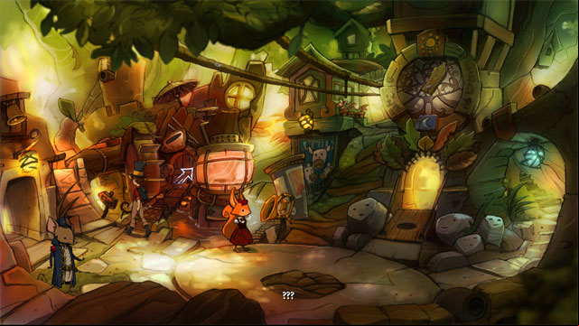 Go to cafe - door to it are on the left - Adventure in Mousewood - Walkthrough - The Night of the Rabbit - Game Guide and Walkthrough