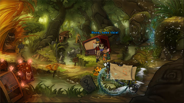Mouse with backpack will arrive and give you a ad - Adventure in Mousewood - Walkthrough - The Night of the Rabbit - Game Guide and Walkthrough