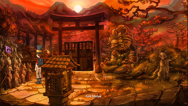 Go to the left and use rockwhisper spell on fox statue - top row, second from the left - The four portals: fox's cunning and glimmer of hope spells - Walkthrough - The Night of the Rabbit - Game Guide and Walkthrough