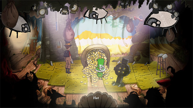 Go next to Leprechaun and use his hat - Final fight - Walkthrough - The Night of the Rabbit - Game Guide and Walkthrough