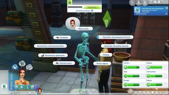 One of the floors holds a skeleton. You can talk to him as with a normal Sim. - The Sims 4: Exploring the Jungle - marketplace, poison and antidote - The Sims 4: Jungle Adventure - Sims 4 Guide
