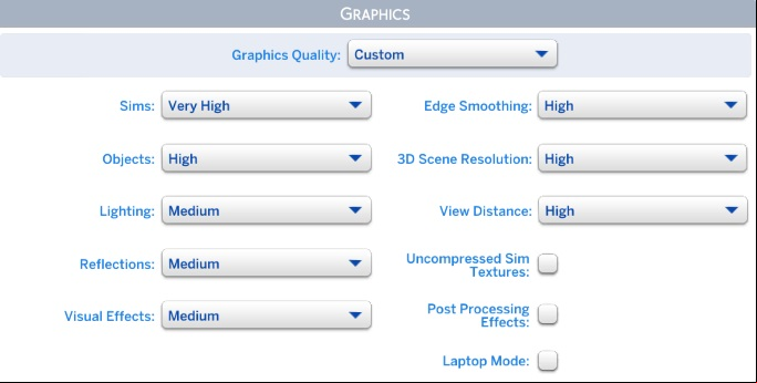 The laptop mode is turned On/Off the same way, despite if you play on PC or a notebook - The Sims 4: System requirements - Appendix - Sims 4 Guide