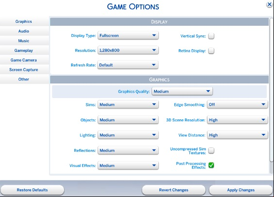 There are many different options in The Sims 4 - The Sims 4: System requirements - Appendix - Sims 4 Guide