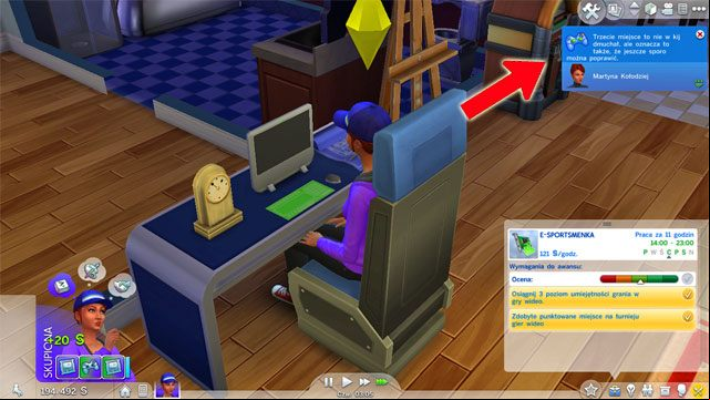 If you will choose the first branch you will be promoted to the eSports Competitor (7 A) position where your daily quest is not just using a computer in any way but instead you have to focus on playing video games - The Sims 4: Tech Guru - promotion, working hours, earnings - Careers / jobs tracks - Sims 4 Guide