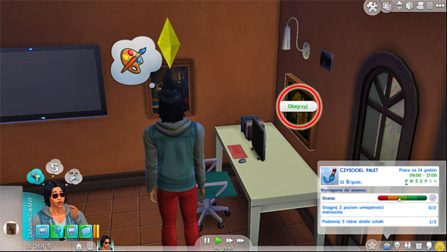 You will begin your career as a Palette Cleaner (1) - The Sims 4: Painter - promotion, working hours, earnings - Careers / jobs tracks - Sims 4 Guide