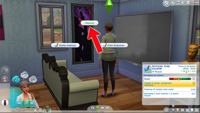 If you will choose the second branch you will become a Color Theory Critic (7 B) - The Sims 4: Painter - promotion, working hours, earnings - Careers / jobs tracks - Sims 4 Guide