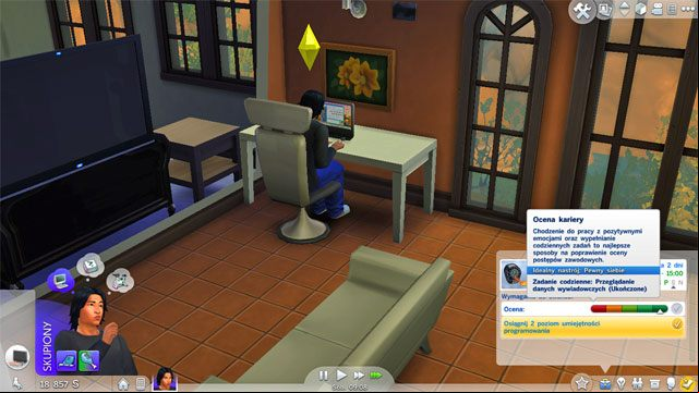 When you will be promoted to the Intelligence Researcher (2) position you will be rewarded with a Swiveler which increases your Confident emotion - The Sims 4: Secret Agent - promotion, working hours, earnings - Careers / jobs tracks - Sims 4 Guide