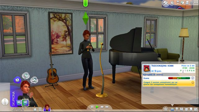 As a C-Lister (3) you have to learn the 3rd level of Guitar OR Comedy - The Sims 4: Entertainment - promotion, working hours, earnings - Careers / jobs tracks - Sims 4 Guide