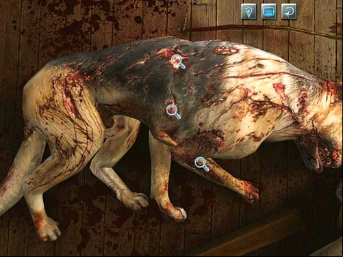 Examine also terribly crippled dog: his right front leg and two trunks wounds - Visit Kurtz | Slaughter in Whitechapel - Slaughter in Whitechapel - The Testament of Sherlock Holmes Game Guide