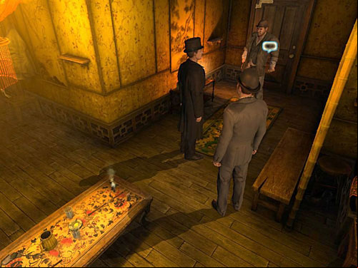 Notice a bodyguard standing on the right, who is guarding the closed door - Get to the Closed Room | Slaughter in Whitechapel - Slaughter in Whitechapel - The Testament of Sherlock Holmes Game Guide