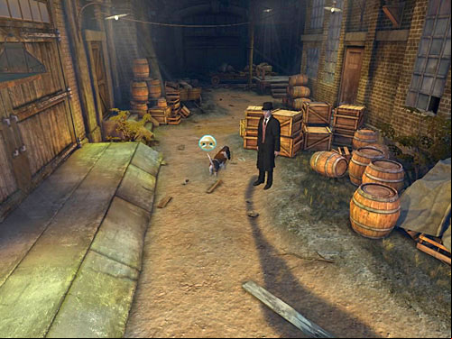 Catch another scent, leading to door behind a big gate - Get to the Building and Leave It Using Other Way | Accident at Stinging Street - Accident at Stinging Street - The Testament of Sherlock Holmes Game Guide