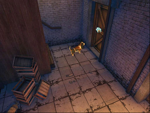 Throw down a metal bar which blocks a door and let Holmes get inside - Get to the Building and Leave It Using Other Way | Accident at Stinging Street - Accident at Stinging Street - The Testament of Sherlock Holmes Game Guide