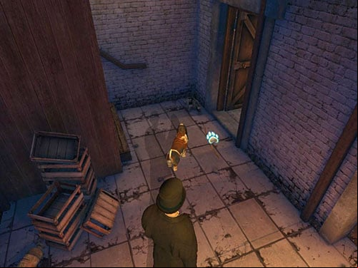 Click on the big gate - Get to the Building and Leave It Using Other Way | Accident at Stinging Street - Accident at Stinging Street - The Testament of Sherlock Holmes Game Guide