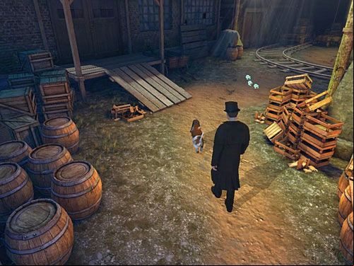 Then go right, to the rail tracks - Get Behind the Gate | Accident at Stinging Street - Accident at Stinging Street - The Testament of Sherlock Holmes Game Guide