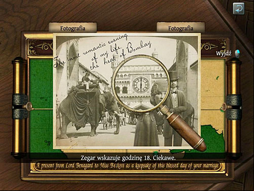 To open a box, look at a first photo by magnifying glass, especially at a visible clock - Open lady Becketts Box | Explosion in Becketts Residence - Explosion in Becketts Residence - The Testament of Sherlock Holmes Game Guide