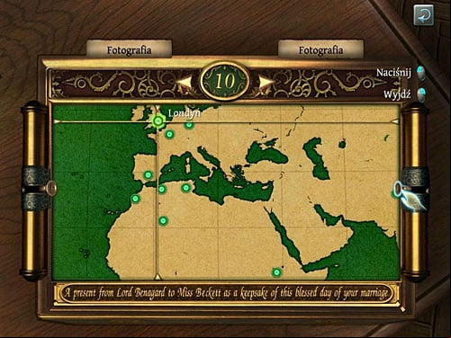 Choose a London among many marked city on the boxs map (up, on the right) and set a number 10 in a window - Open lady Becketts Box | Explosion in Becketts Residence - Explosion in Becketts Residence - The Testament of Sherlock Holmes Game Guide