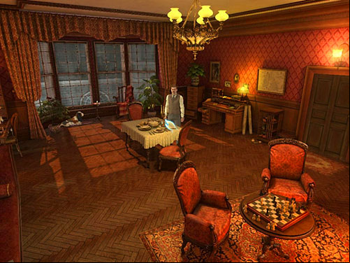 On the table you will find a Reporter with another accusing article of O - Find Clues about Holmes Location | Hideout in Whitechapel - Hideout in Whitechapel - The Testament of Sherlock Holmes Game Guide