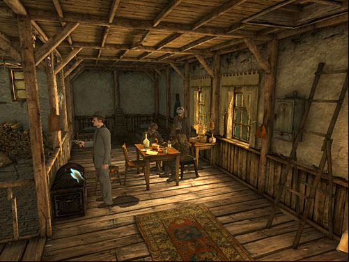 Look at a big chest nearby table - with Anarchists | A Fire in Sawmill - A Fire in Sawmill - The Testament of Sherlock Holmes Game Guide