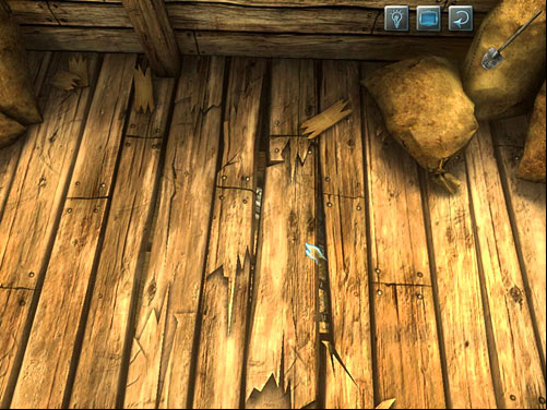 Returning at attic, zoom and break boards with spade by a false wall - Check a Broken Floorboard | A Fire in Sawmill - A Fire in Sawmill - The Testament of Sherlock Holmes Game Guide