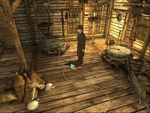 the chain with the other end of rope - Destroy False Wall (1) | A Fire in Sawmill - A Fire in Sawmill - The Testament of Sherlock Holmes Game Guide