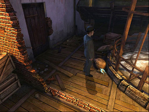 Look at a sack on the left - Find Out, What Is Happening in the Warehouse | A Grand Final in the Fun Fair - A Grand Final in the Fun Fair - The Testament of Sherlock Holmes Game Guide
