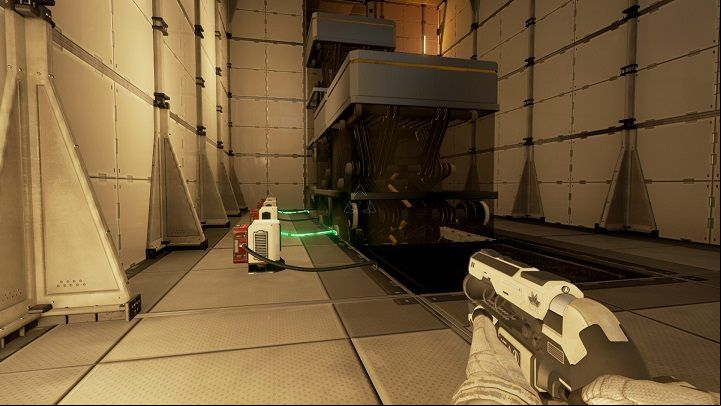 Here, you will have to do some manipulating with the platforms - Chapter 4 | Walkthrough - Walkthrough - The Turing Test Game Guide