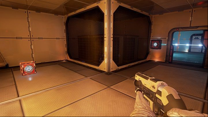 Use one of the two containers on the ground to open the door - Chapter 4 | Walkthrough - Walkthrough - The Turing Test Game Guide