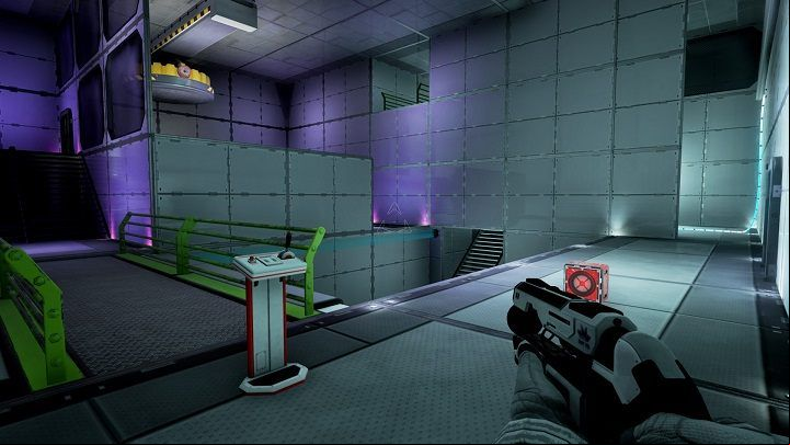 First, you must go to the room on the right side and take the energy beam - Chapter 6 | Walkthrough - Walkthrough - The Turing Test Game Guide