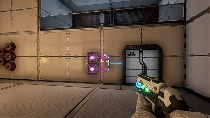 Set the beams in the weapon and containers in the same way as in the screenshot - Secret rooms | Walkthrough - Walkthrough - The Turing Test Game Guide