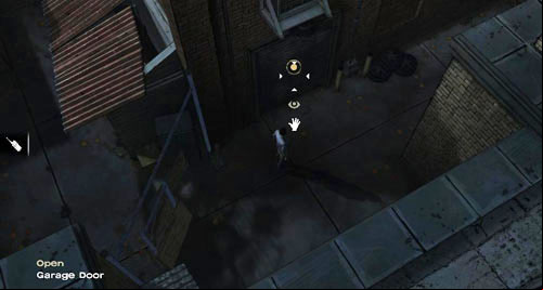 You can look at the Garage Door - Chapter 5: Georgias Last City - Arrival & Battery | Episode IV: Around Every Corner - Episode IV: Around Every Corner - The Walking Dead Game Guide