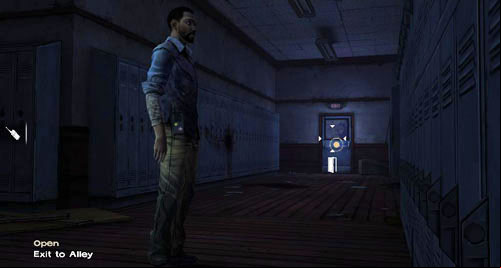 If you go left, youll see Christa and Vernon and youll also be able to look at the Vending Machine - Chapter 5: Georgias Last City - Arrival & Battery | Episode IV: Around Every Corner - Episode IV: Around Every Corner - The Walking Dead Game Guide