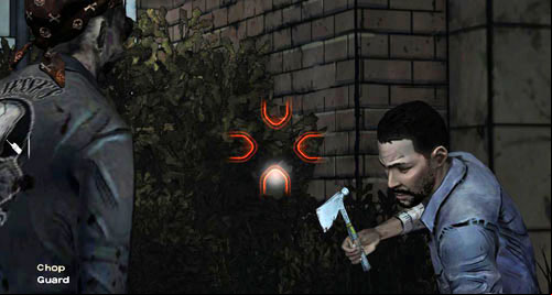 It will turn out that the guard is - Chapter 5: Georgias Last City - Arrival & Battery | Episode IV: Around Every Corner - Episode IV: Around Every Corner - The Walking Dead Game Guide