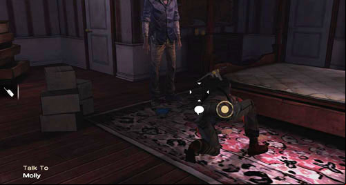 After youve entered the bedroom, youll have a brief conversation with Molly - Chapter 4: Bedside Manor | Episode IV: Around Every Corner - Episode IV: Around Every Corner - The Walking Dead Game Guide