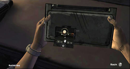 Carley will still not be able to make the radio work, so examine it - Chapter 5: Its Just One Bullet - In the pharmacy | Episode I: A New Day - Episode I: A New Day - The Walking Dead Game Guide