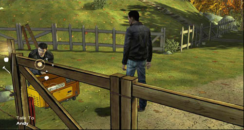 Here you can look at the Generator and try to enter the barn through the wooden Gate on the left, but you wont manage to do that, because Andy will stop you (no matter what youll say to him) - Chapter 3: Thank you for shopping at Save Lots! - Arriving and walking round the perimeter | Episode II: Starved for Help - Episode II: Starved for Help - The Walking Dead Game Guide