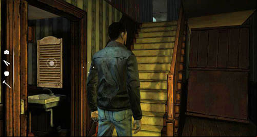 You can also go into the bathroom to the left of the stairs and open the Medical Cabinet above the sink - Chapter 4: Guess Whos Coming to Dinner | Episode II: Starved for Help - Episode II: Starved for Help - The Walking Dead Game Guide