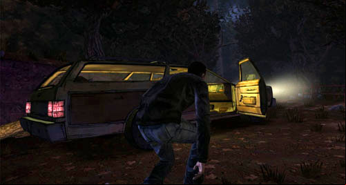 After a while, youll come across an abandoned car - Chapter 7: You Fight Like A Dairy Farmer | Episode II: Starved for Help - Episode II: Starved for Help - The Walking Dead Game Guide